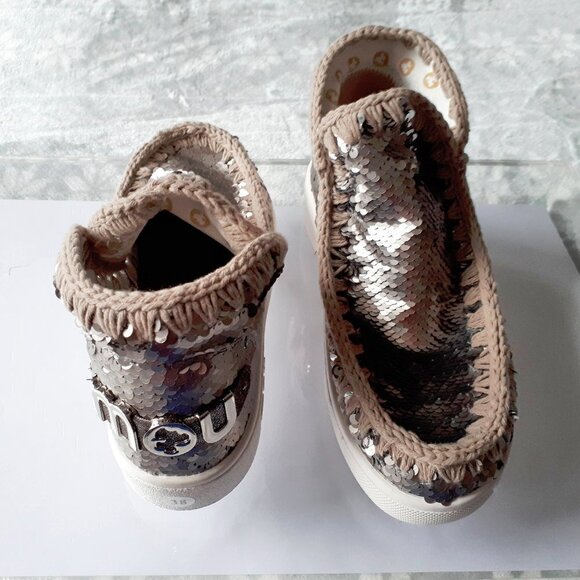 NWT Mou silver sequin round toe low cut sneakers, EU 38 - Picture 10 of 16